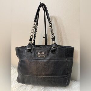 Coach Madison Tribeca East West Black Pebbled Leather Bag 14111